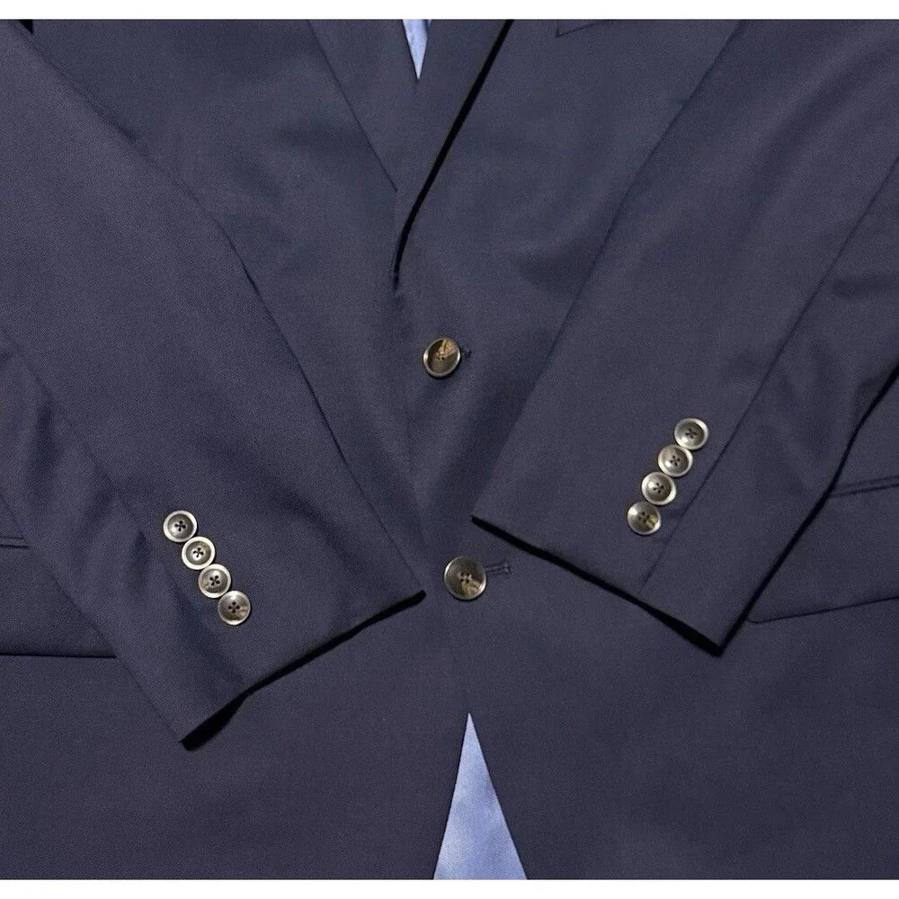 Hart Schaffner Marx Chicago Fit Men’s 46S Solid Navy Blue Wool Blend Blazer Coat